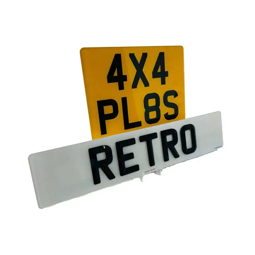 Retro Replacement Plates - UK Legal Regular Front 4x4 Rear Set PlateLuxe