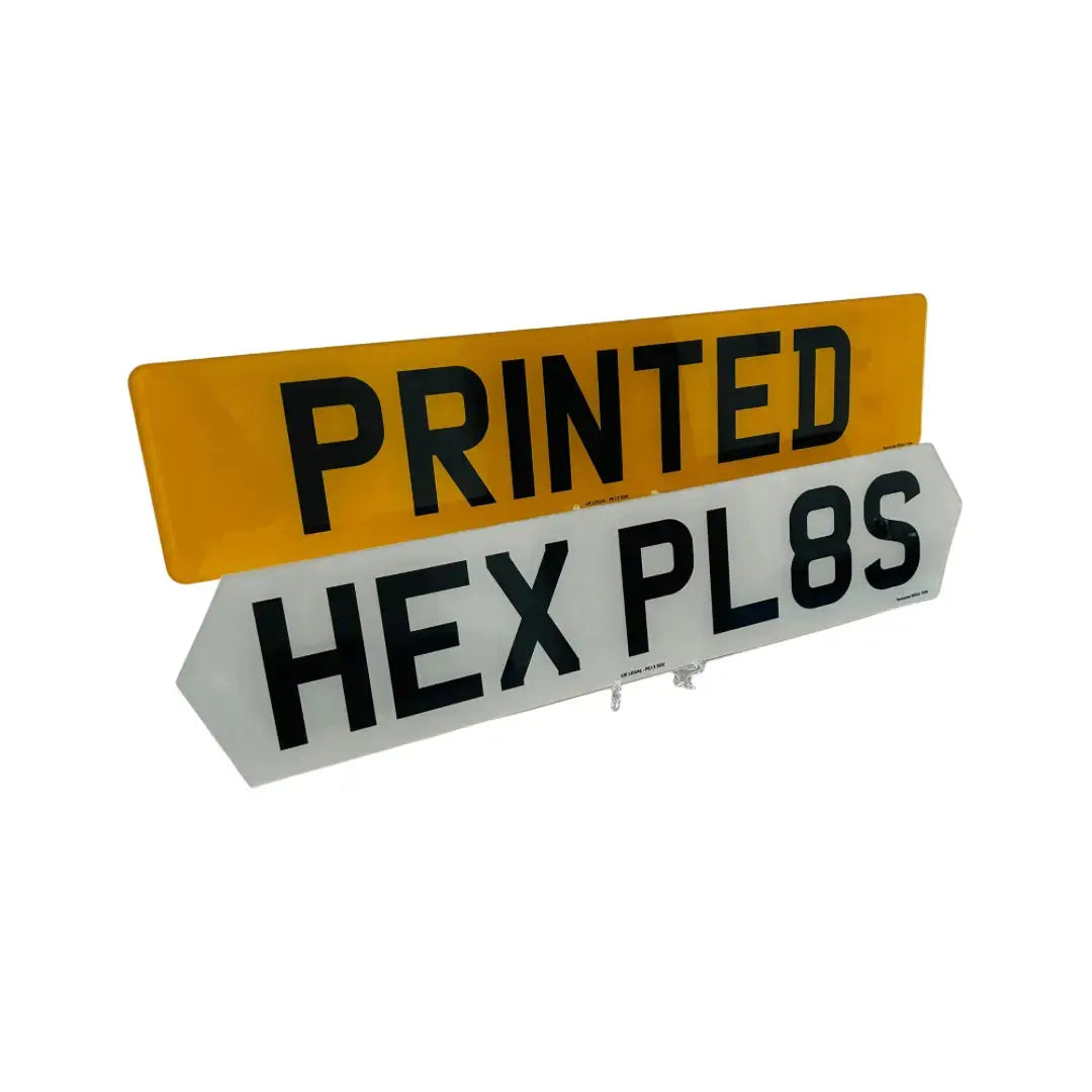 Hex Style Number Plates 2D PRINTED – Road Legal, MOT Compliant & Custom Made | Free UK Delivery PlateLuxe