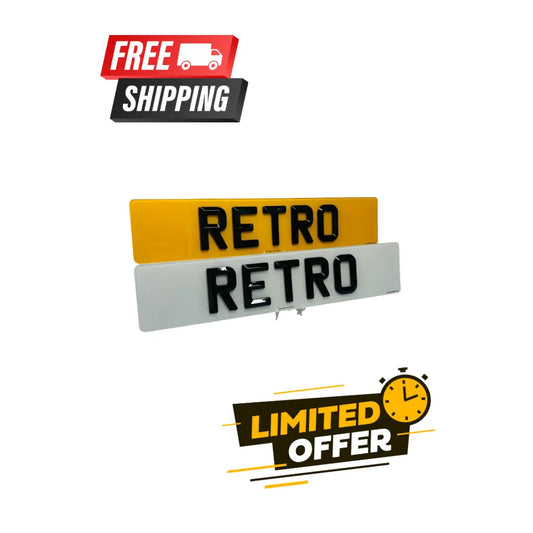Bevelled Number Plates Retro – Road Legal, MOT Compliant & Custom Made | Free UK Delivery PlateLuxe