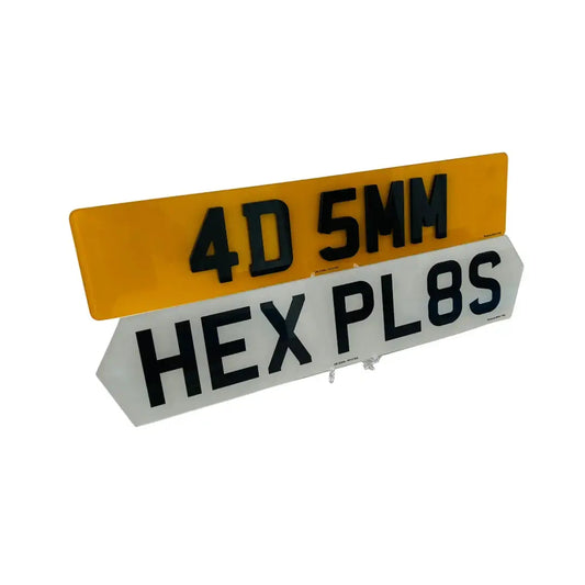 Hex Style Number Plates 4D 5MM–  Road Legal, MOT Compliant & Custom Made | Free UK Delivery PlateLuxe