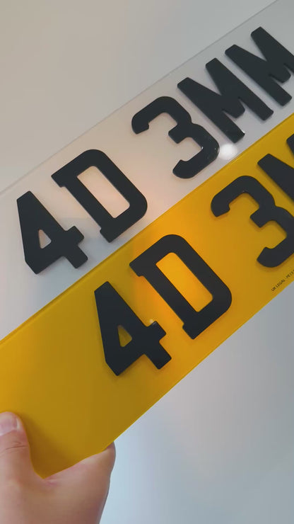 Plates for Cars - Road Legal 4D 3MM Custom Replacement Number Plates