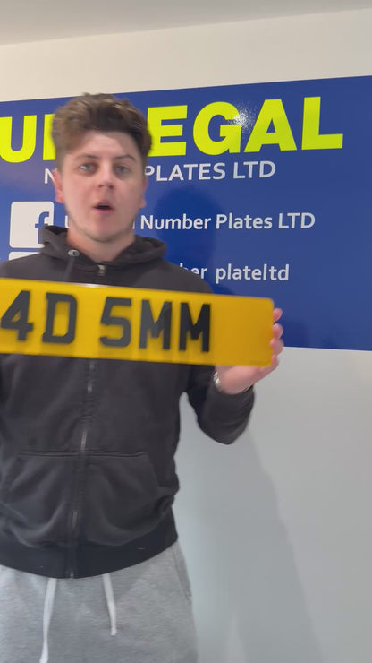 4D Number Plates 4d5mm  – Road Legal, MOT Compliant & Custom Made | Free UK Delivery